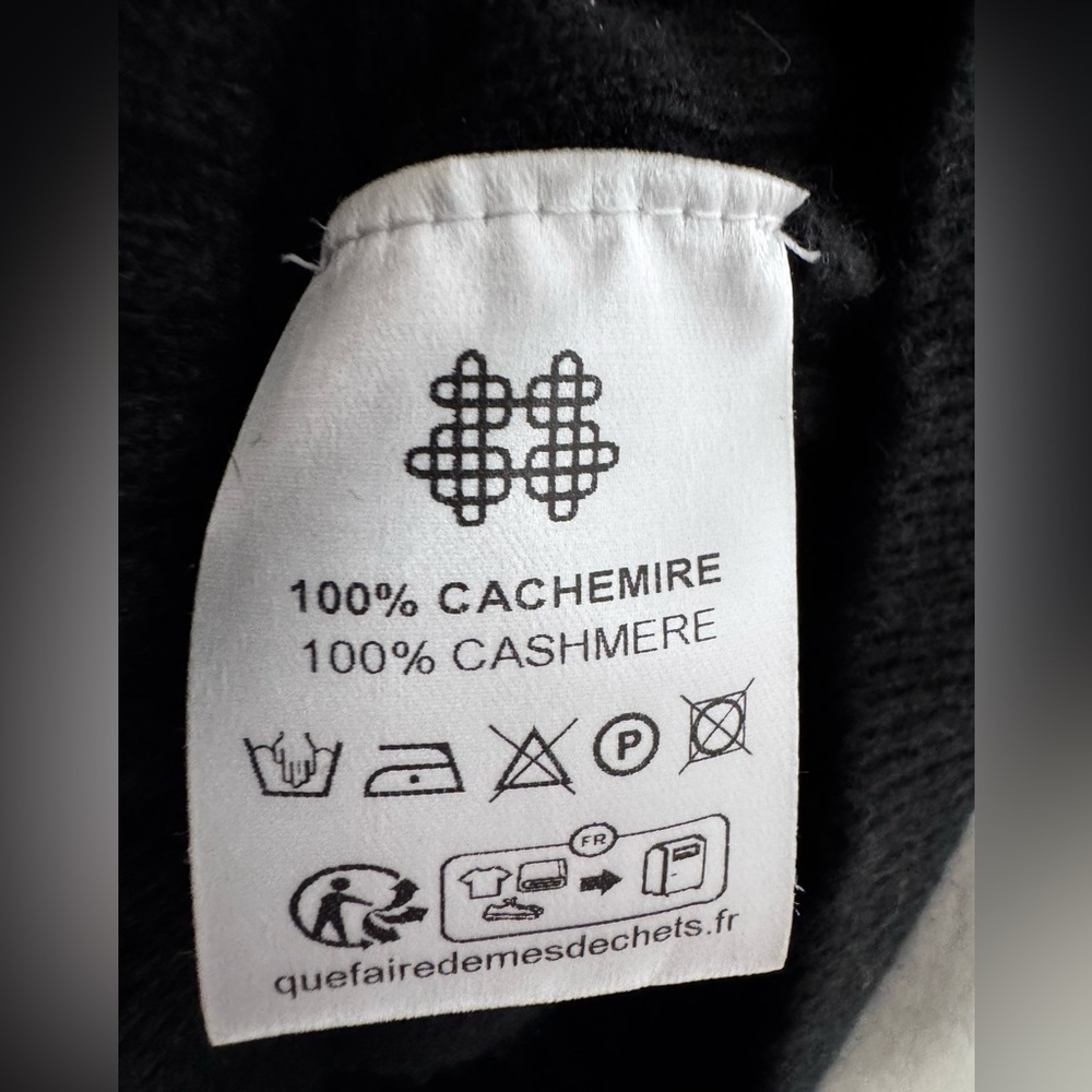 🇫🇷 Kujten Bibi 100% Cashmere black ribbed Knit long Sleeve Sweater pullover 2 - Picture 8 of 10